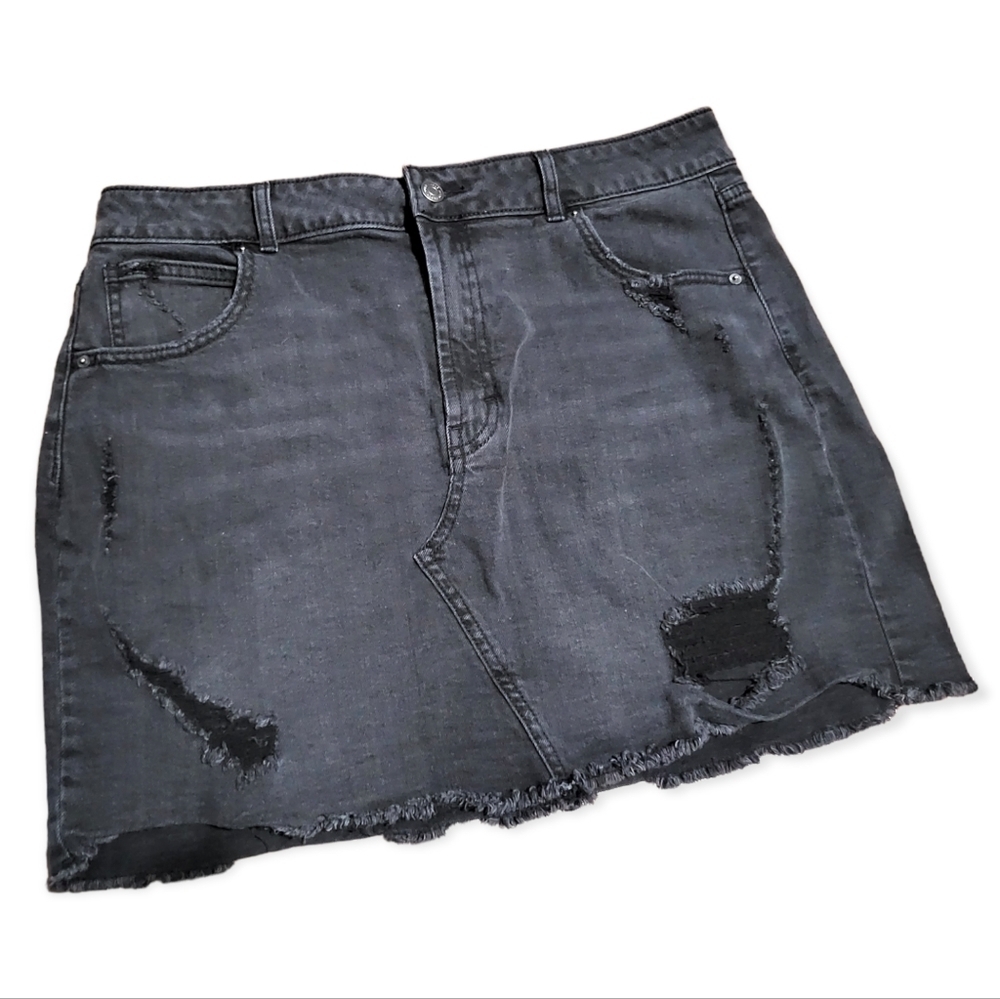 Wild Fable Black Denim Mini Skirt Size 14 Black Denim Skirt Washed Denim Skirt